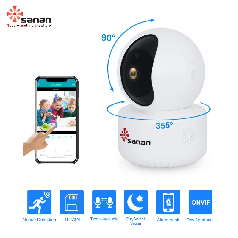 

Sanan 1080P 720P Wireless IP Camera Mini Wifi Camera Intelligent Auto Tracking Of Human Home Security Surveillance Camera Onvif