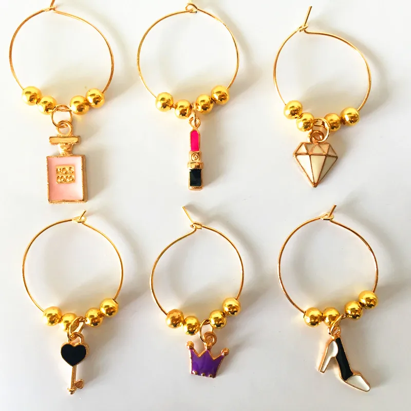 Wine Glass Charms Rings Marker 6PCS Christmas Party Bar Table Decorations Christmas Gift