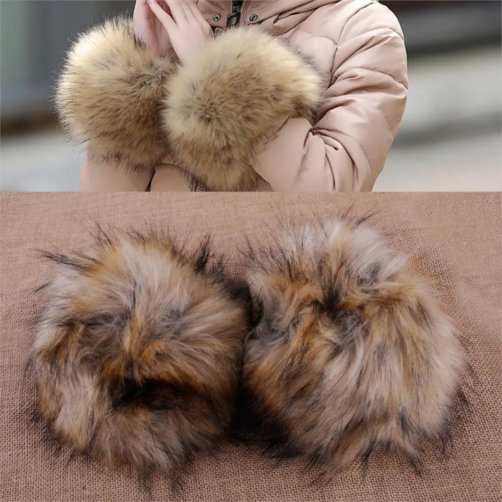 

Fashion Women 100% Real Genuine Farm Fur Wrist Cuff Band Arm Warmer Gloves Great Wristbands