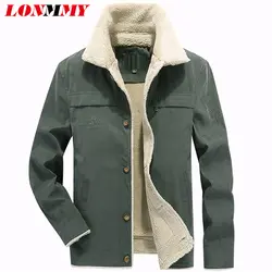 LONMMY плюс бархатная шерстяная подкладка зимняя куртка для мужчин теплое пальто куртки толстые свободные овечья шерсть Пальто Верхняя