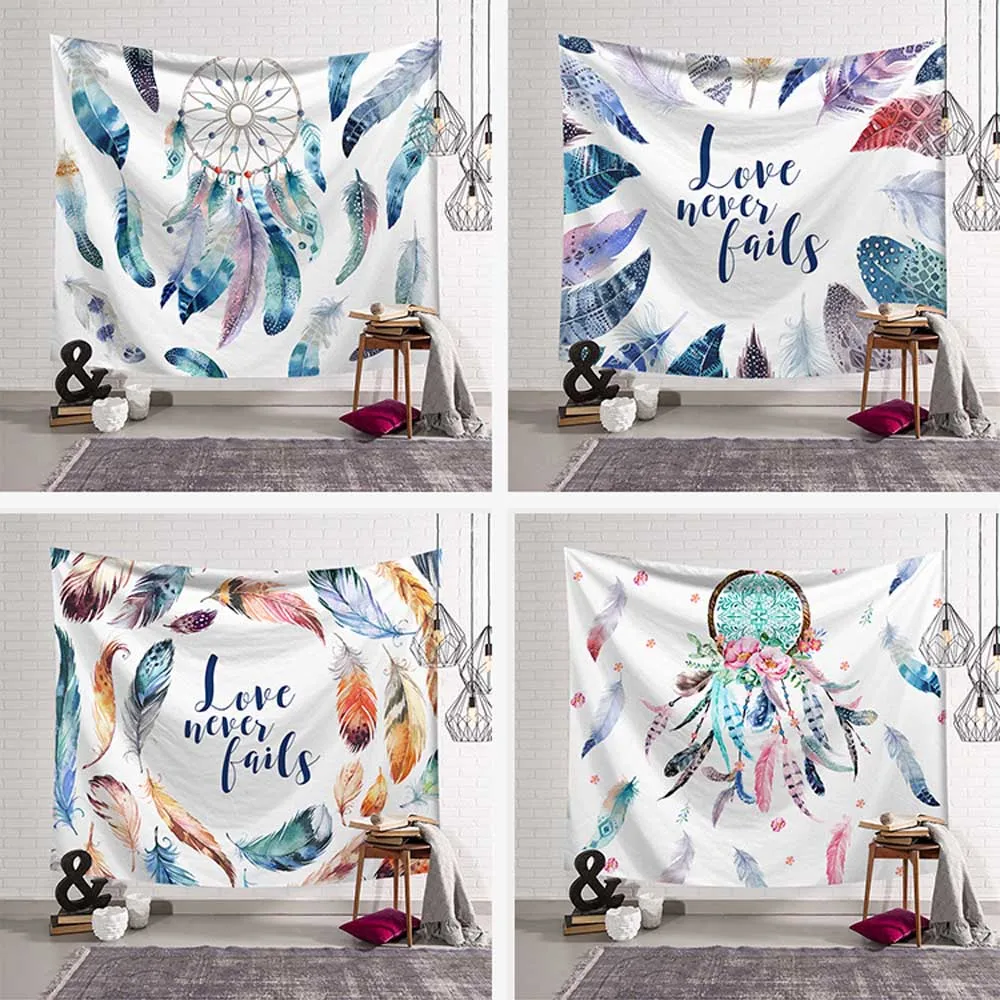 

1PC 60x50inch/80x60inch Indian Style Printed Feather Dreamcatcher Bedroom Hanging Wall Tapestry Beach Towel Party Favor Backdrop