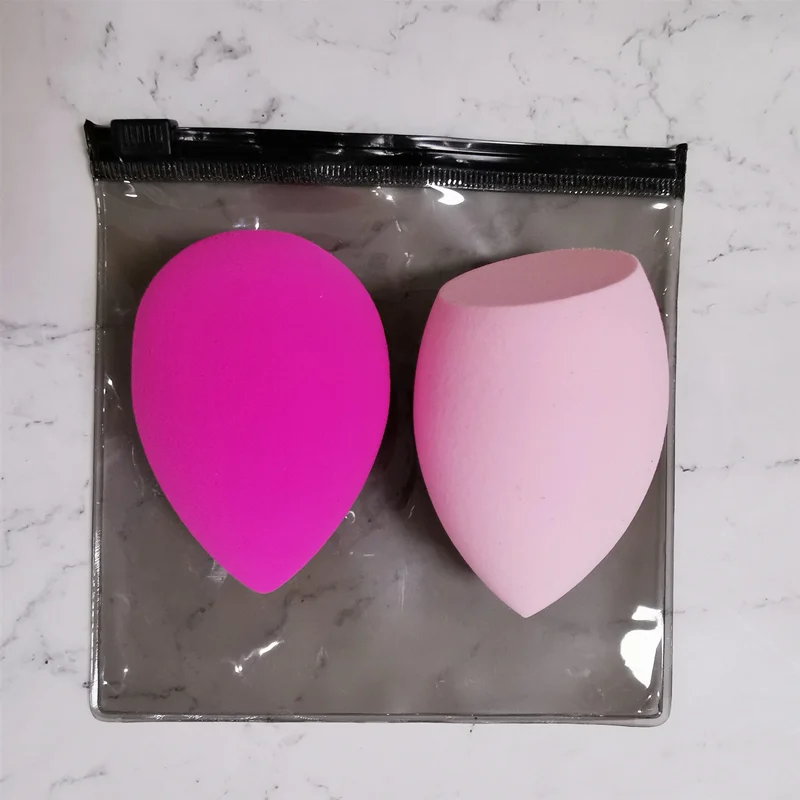 2pcs Beauty Makeup Sponge Puff Set Powder Foundation Blending Sponge Latex-Free Dry Wet Use Cosmetic Egg Mix Color 2 Shapes+ Bag - Цвет: Pink and Lgt pink