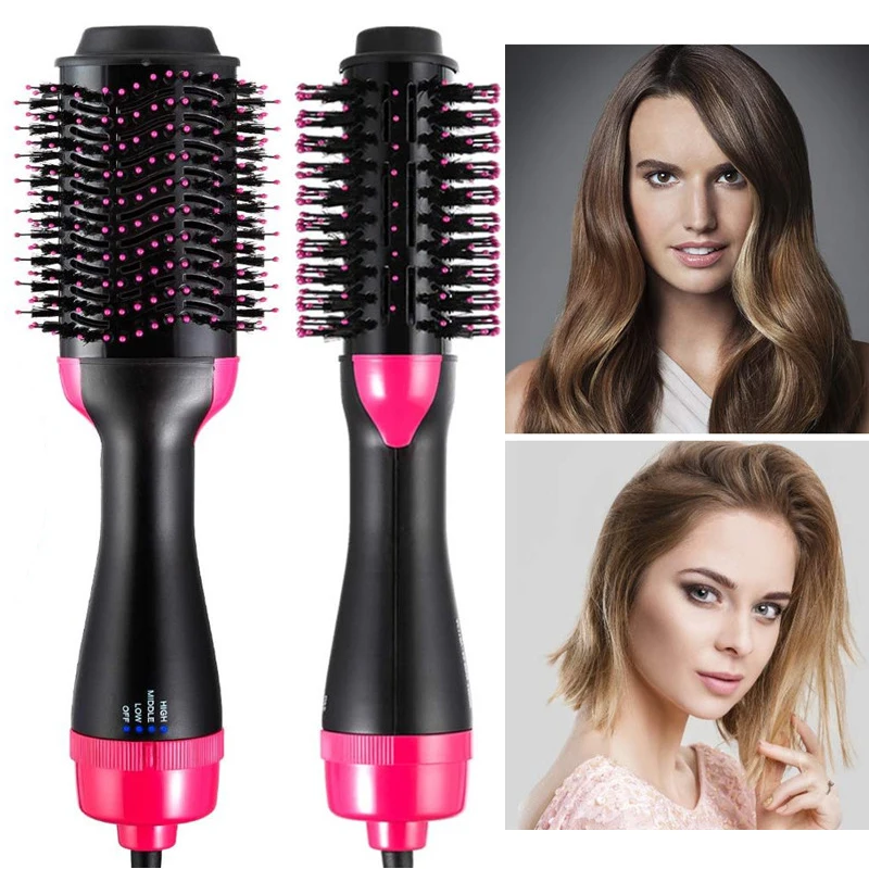 

2 in 1 Multifunctional Hair Dryer & Volumizer Rotating Hair Brush Roller Rotate Styler Comb Styling Straightening Curling Iron