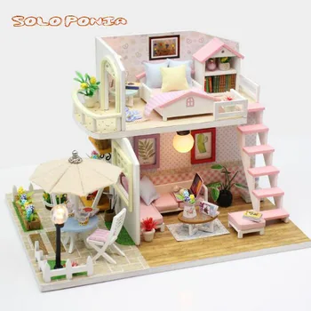 

DIY Wooden House Miniaturas with Furniture DIY Miniature House Dollhouse Toys for Children Christmas and Birthday Gifts