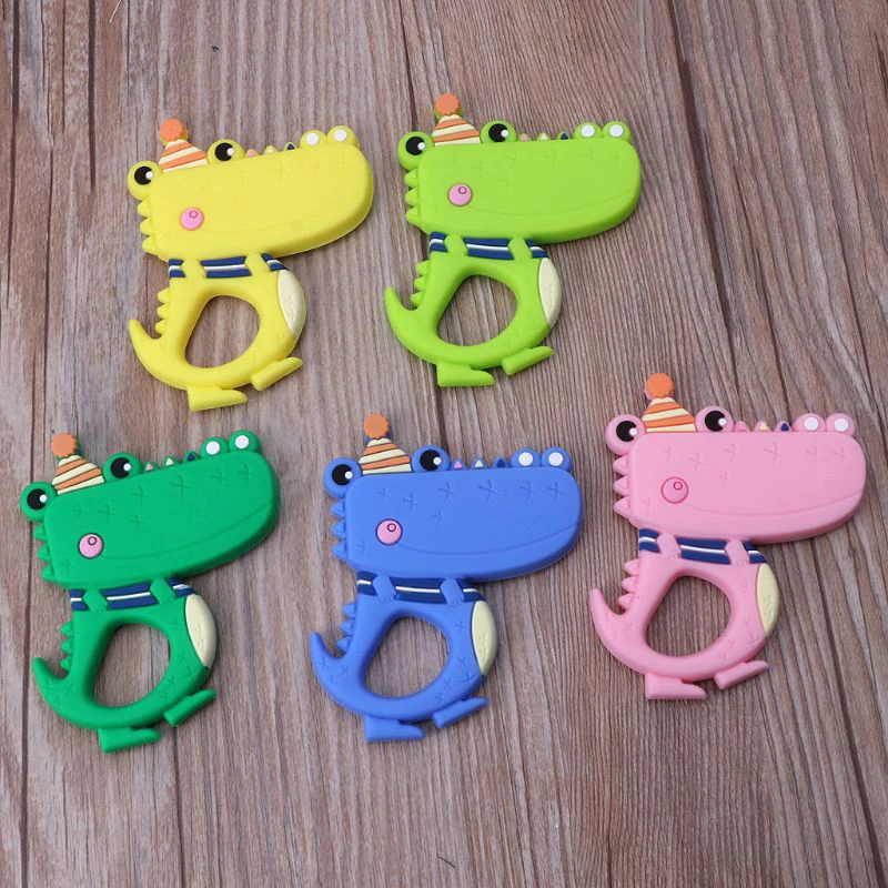 

Baby Teether Cartoon Crocodile Food Grade Silicone Beads Teether Teething Massage For Teeth Rodent Teethers For Baby Rodent