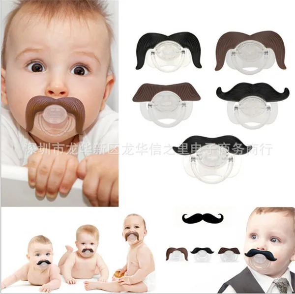 2016 Lovely beard Silicone font b Baby b font Pacifier Dummy Infants Soother Joke Prank Toddler