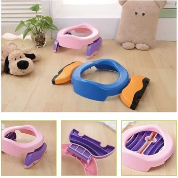 

Baby Plastic Toilet Seat Infant Chamber Pots Kids Trainers Portable Potty Toilet Folding Comfortable Chair With 10 Toilet Bags