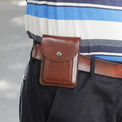 Mini slim waist bag Men small belt pocket Hanging belt cover