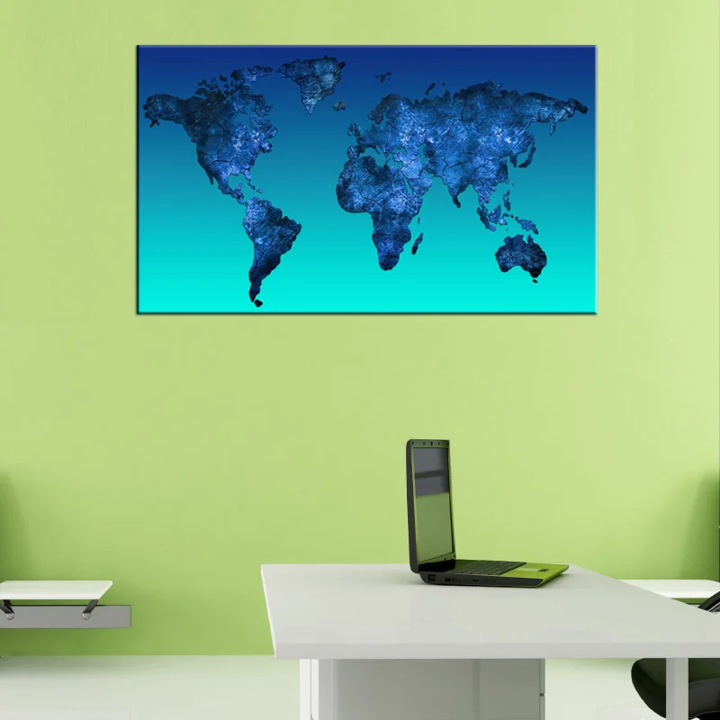 1 шт. натюрморт абстрактные светло-голубые карты мира живопись современный большой размер карта мира настенное искусство для декора гостиной