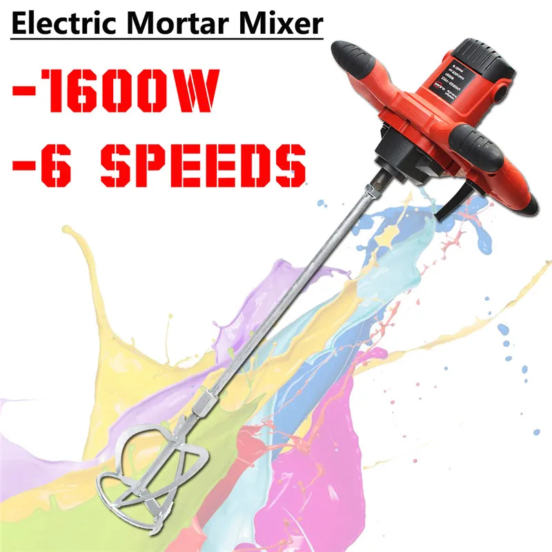 

Electric Mortar Mixer Dual High Low Gear 6 Speed Paint Cement Concrete Grout Power Tool Accessories