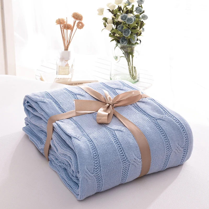 Вязаное клетчатое хлопковое мягкое одеяло s для взрослых, постельные принадлежности, одеяло на весну-осень, покрывало для дивана, одеяло для путешествий, Вязаное детское одеяло