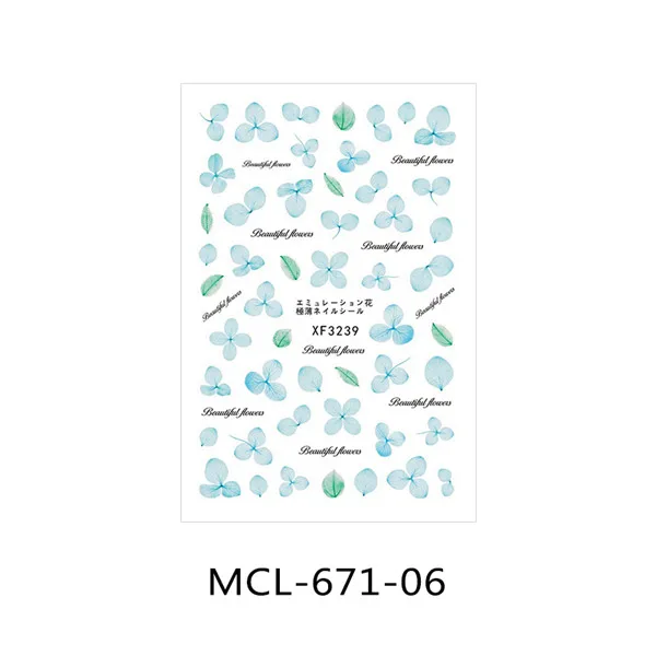 50 шт./партия японский 3D стикер для ногтей цветочный узор Летние маленькие свежие наклейки для ногтей DIY модные обертывания советы маникюрный Декор Инструменты - Цвет: MCL-671-06