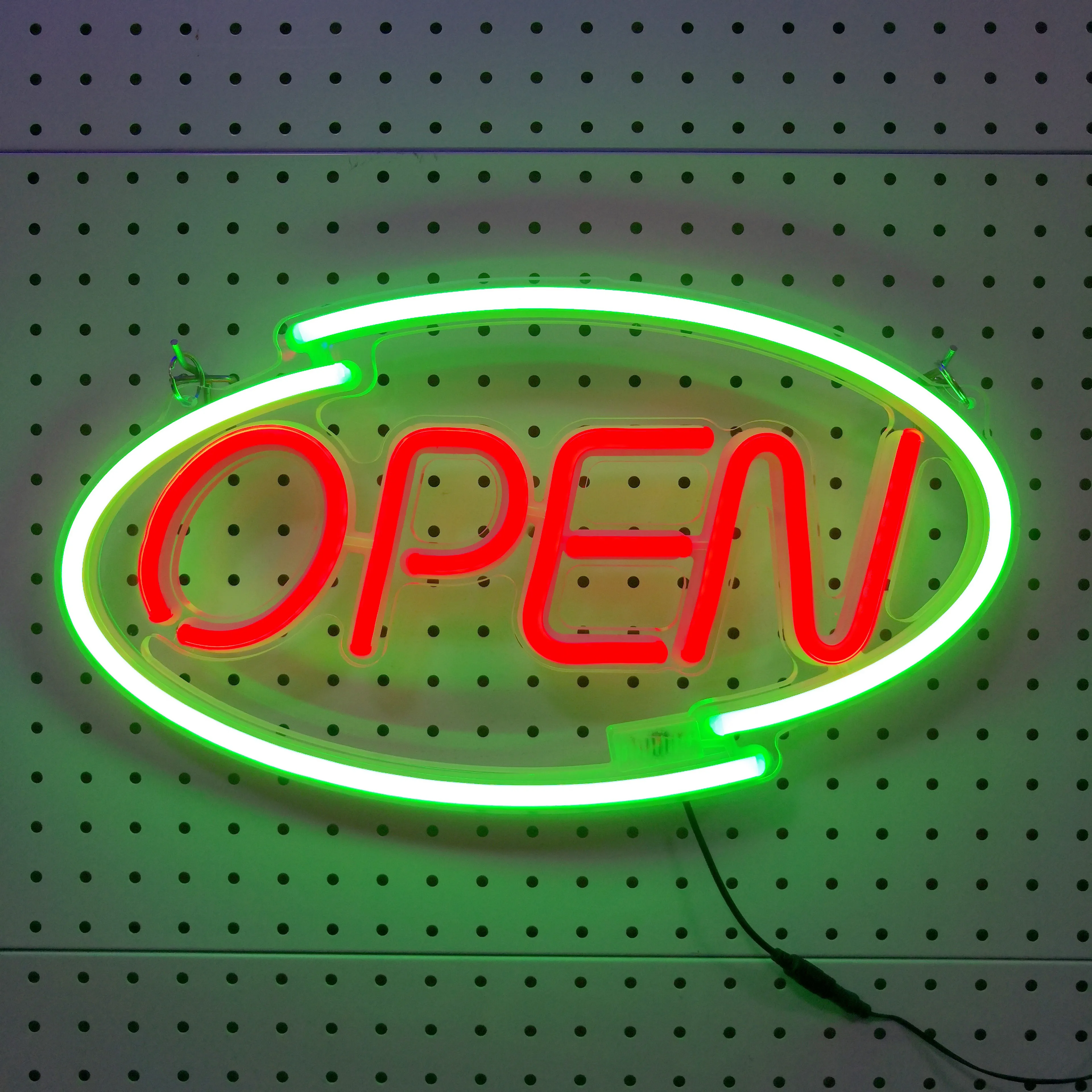 

DECO 18 x10 inches Clear Acrylic Engraving base with ultra bright LED Neon Open Sign at RGB line & Red OPEN for Shop windows