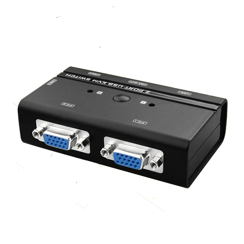  KVM Switch 2 Port AUTO VGA switch with USB Console 1 set of keyboard mouse controls 2 computer host