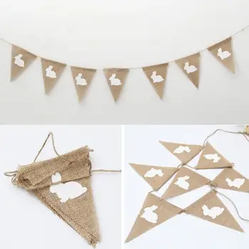 

Easter Decoration 2 Meters Linen Fabric Pennant Home Party Flag Banners Birthday Wedding Bunting 2pcs/lot