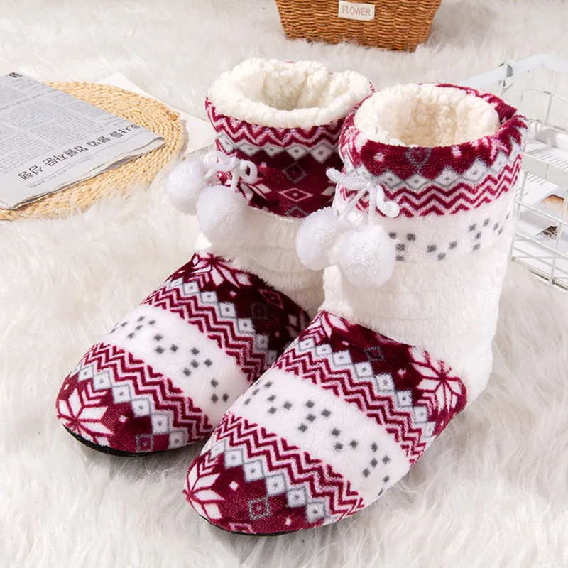 

Oeak Winter New Shoes Woman Home Slippers Girls Christmas Indoor Shoes Warm Contton Slipper Plush Pantufa Soft zapatillas mujer
