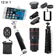 HD 8X зум телеобъектив с Tripod клипы монопод телескоп макро Широкий формат объектив рыбий глаз для сотового телефона Объективы для фотокамер