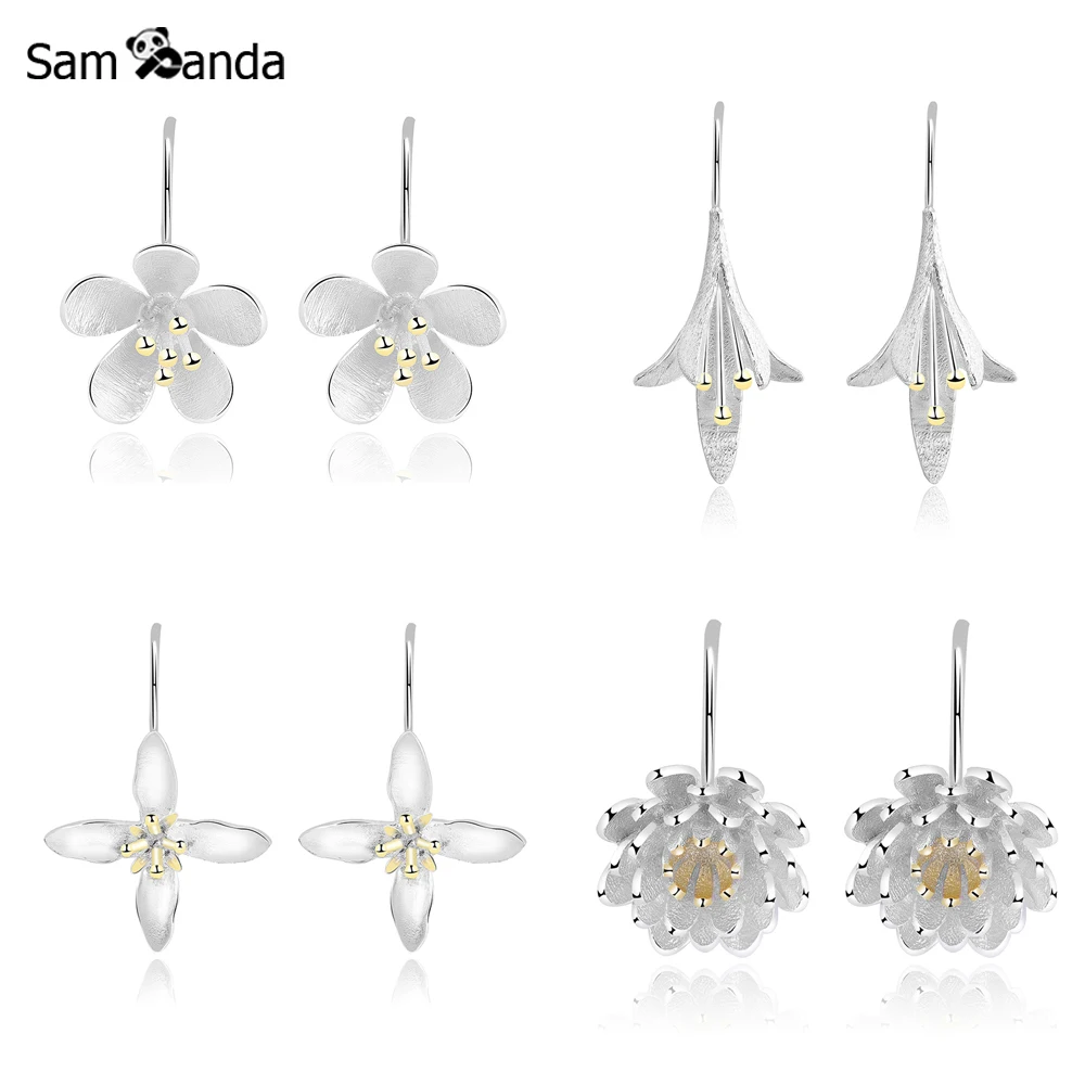 

925 Sterling Silver Flower Long Tassel Earrings For Women Thai Process Elegant Lady Sterling-silver-jewelry Free Shipping Gift