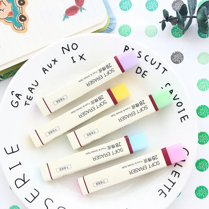 

1 Pcs Cartoon Colorful 2B Eraser Student Exam Soft Rubber Pencil Erasers Correction Supplies Child Gift Stationery