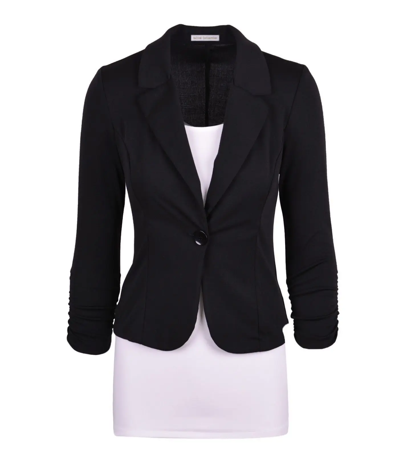 

Women Slim Blazer Coat Fashion Casual Elegant Jacket Full Sleeve One Button Candy Colour Blazers Work Wear Casaco Feminino