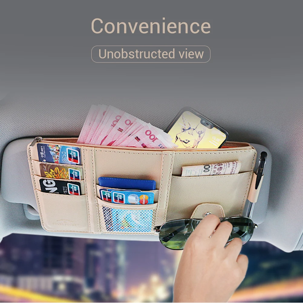 

Car Sun Visor Glasses Case Organizer Glasses Storage Box Holder Visor Sunshade Pockets Auto Accessories Credit Card Package