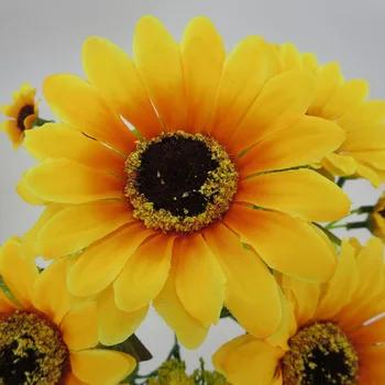7 Heads Silk Sunflower Artificial Flower Bouquet For Wedding Box Decoration Headmade Scrapbooking Accessories Fake flowers