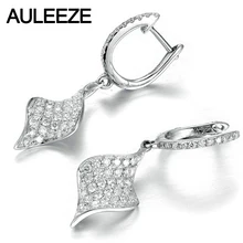 Роскошные круглые серьги с муассанитом, однотонные, 14 K, белое золото, 1,65 CTTW искусственный бриллиант, висячие серьги с бриллиантами 585, золотые ювелирные изделия