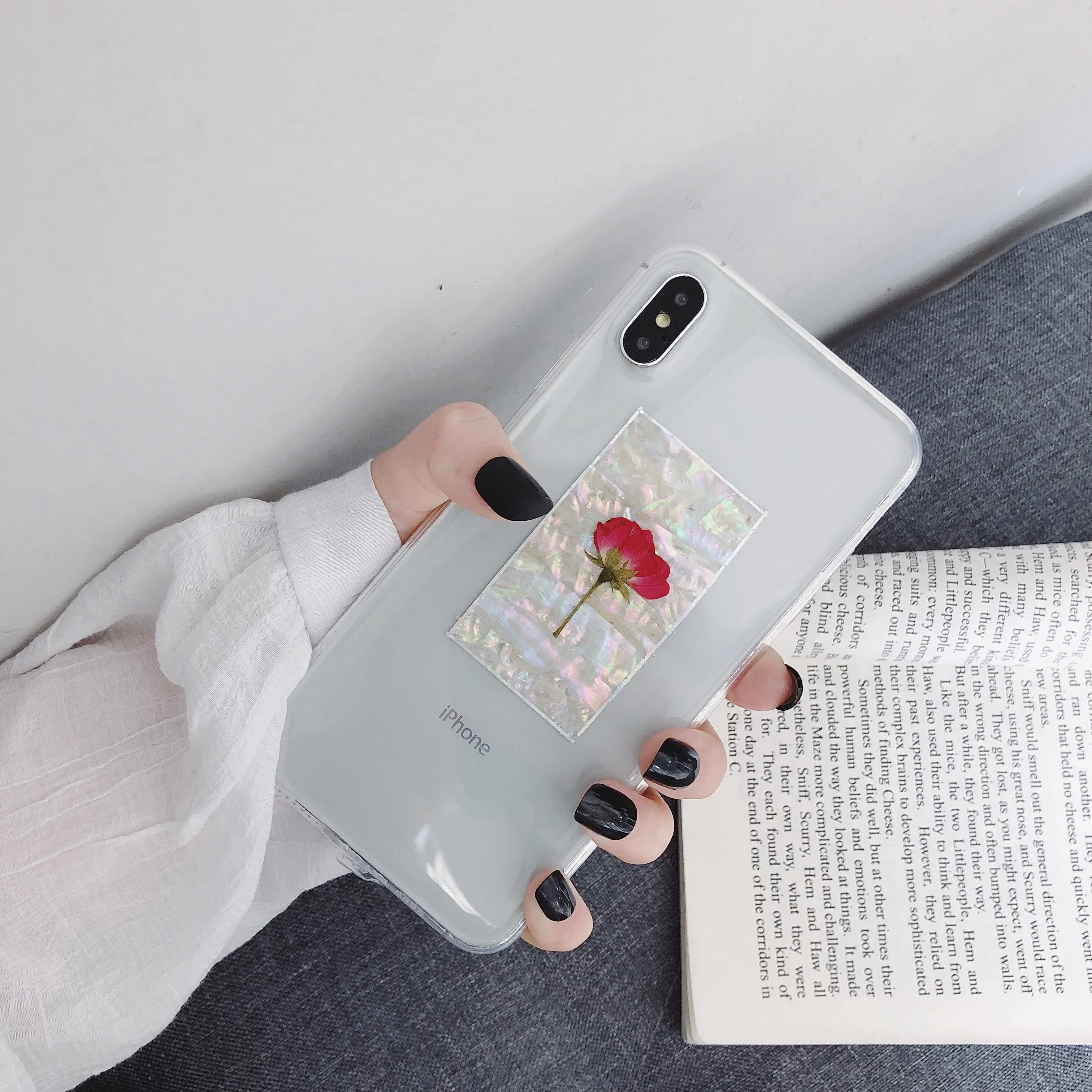 

PEIPENG Dried Flowers Art Phone Case For iPhone 7 8 6 6s Plus Soft TPU Back Cover For iphone X XS Max XR Case Transparent Coque