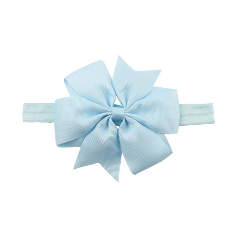 20 Colors Children Solid Ribbon Hair Bow Headbands Hair Accessories bandeau bebe fille kids Bowknot Hair bands Hair Ties (10)