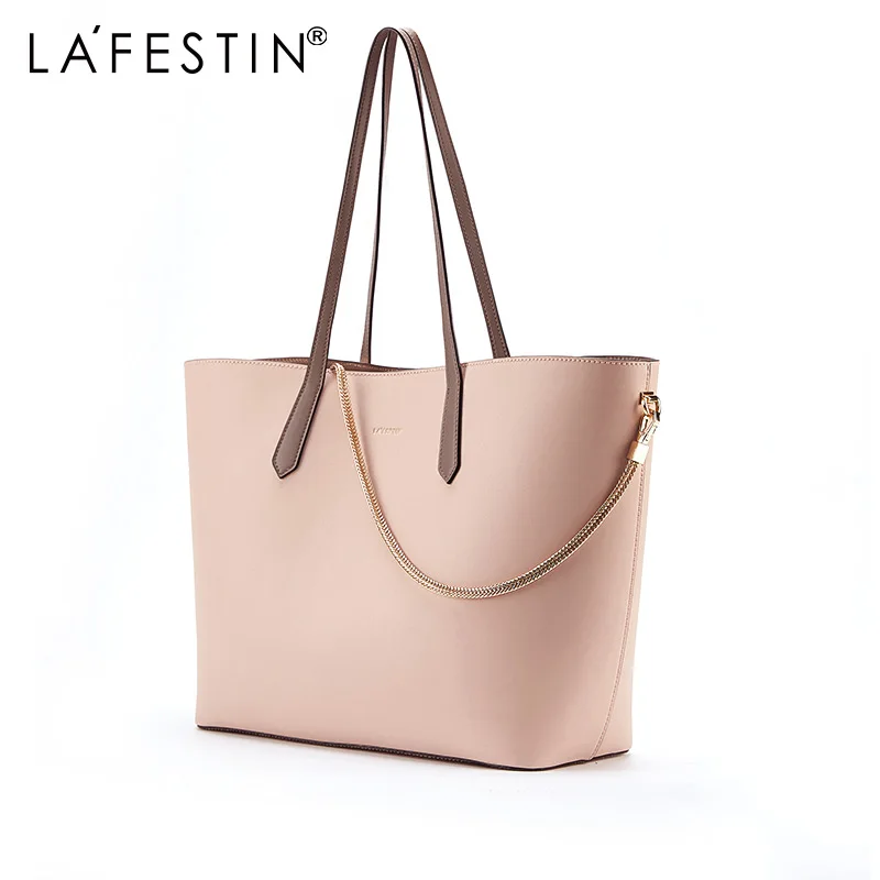 

LA FESTIN 2018 New Female Bag Simple large-capacity handbag fashion shoulder bags with Small clutch bag metal chain detachable