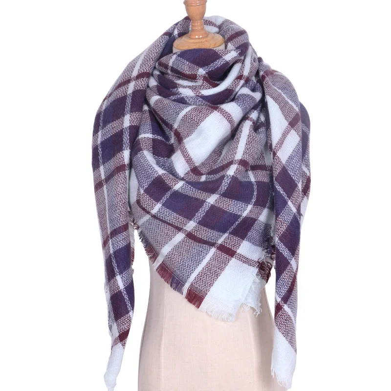 Winter New Arrival Cashmere Scarf Women Plaid Square Neckerchief Luxury