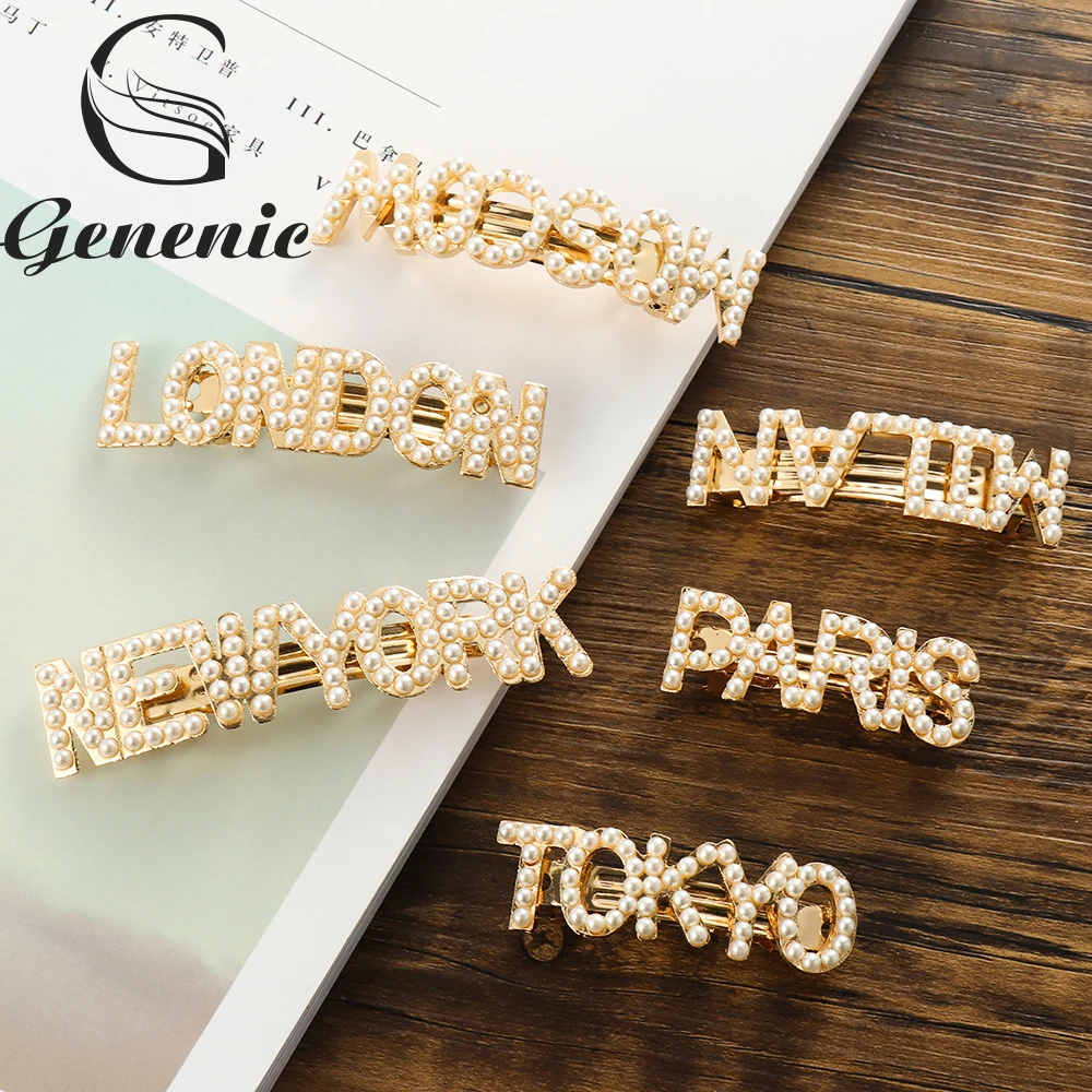 

Crystal Imitation Pearl Hair Clips Women Fashion Pearls Hair Clips Barrettes Letters Hairpin Hair Accessories Crystal Hairpins