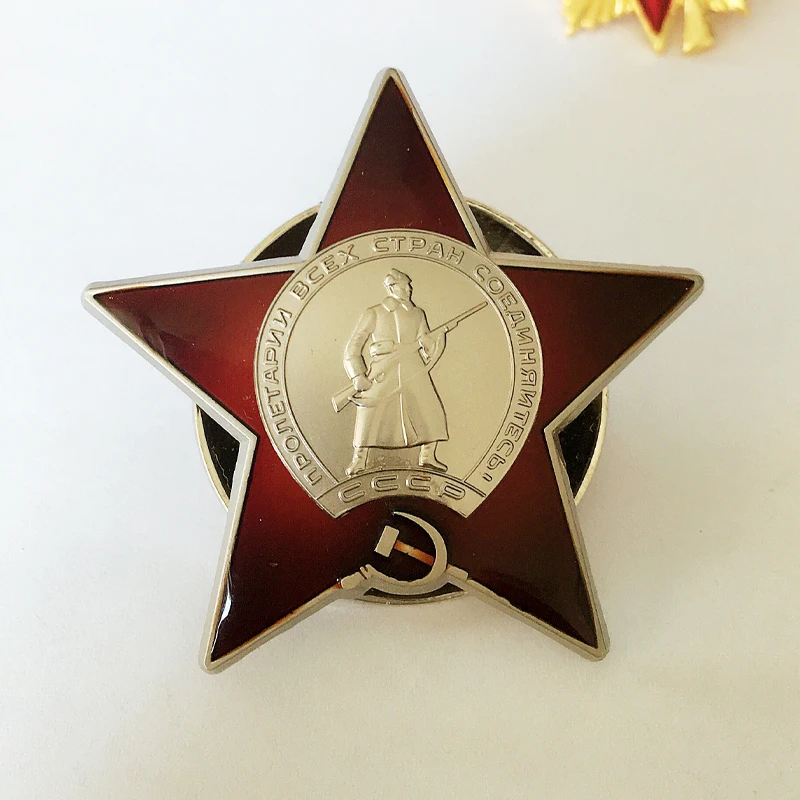 

Russia Metal Badges cccp Ussr Soviet Military Medals Order ww2 War Medal Russian Red Star Pins (Copy) 5CM