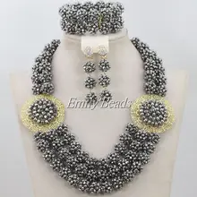 Свадебные бусы Ювелирные наборы Нигерийский Африканский костюм индийские свадебные Хрустальные шарики ожерелье набор AIJ295