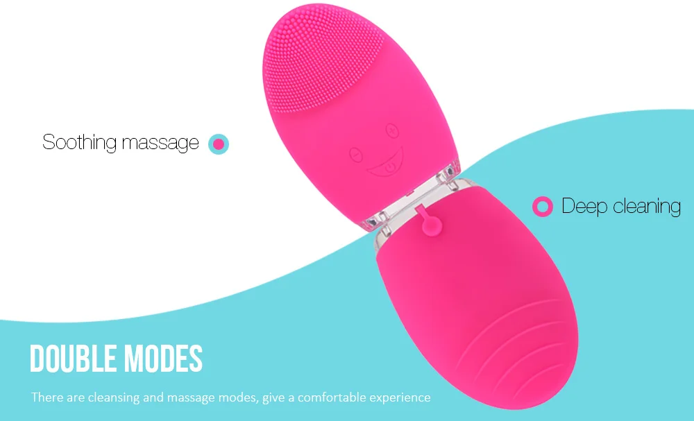 Rechargeable Silicone Facial Cleansing Brush Water-resistant Vibrating Massager