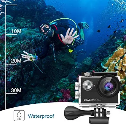 Экшн камера Dragon Touch 4K EIS 16 МП Vision 4 с поддержкой внешнего микрофона подводная