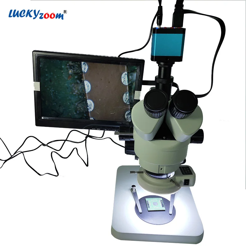 

Luckyzoom 10.2" LCD Stereo Trinocular Microscope Monitor Set 14MP HDMI USB Miroscope Camera Screen 144 LED Ring Light Accessory