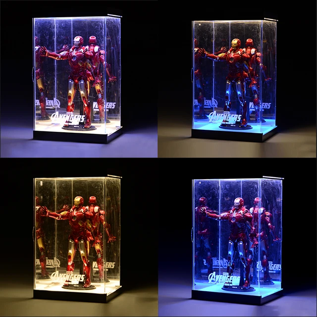 Rotating Led 12" Figures Model Die Display Case With Lighting For 1/6 Action Figures Collectible With Mirror Back - Storage Boxes & Bins AliExpress