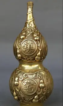 

7.5" Chinese Bronze Taiji Eight Diagrams Cucurbit Auspicious Gourd Statue