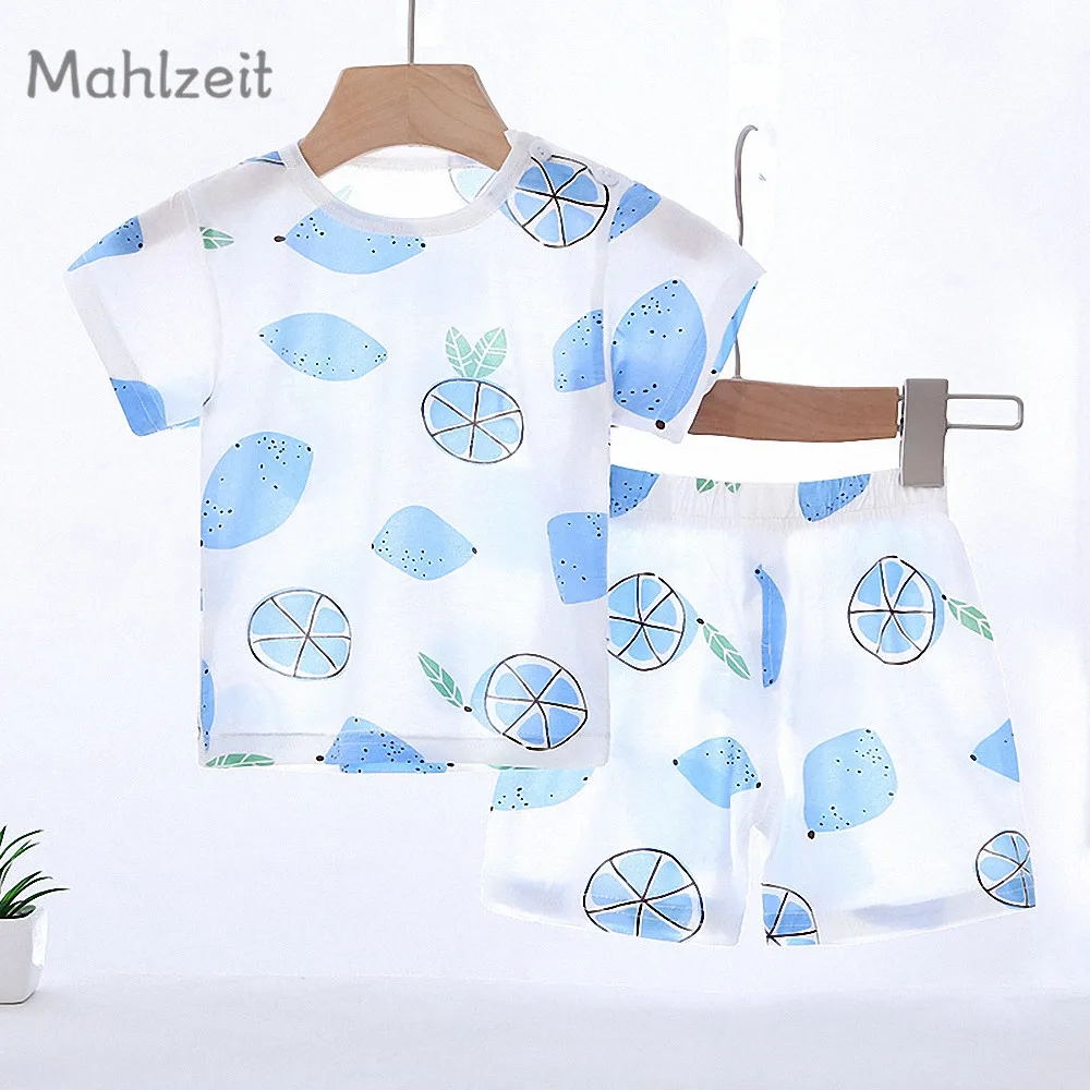 

2019 Spring new kids clothes baby boy girl 2pcs set Children cool T-shirt+short pant sets 6-48M baby 100% cotton Summer clothes