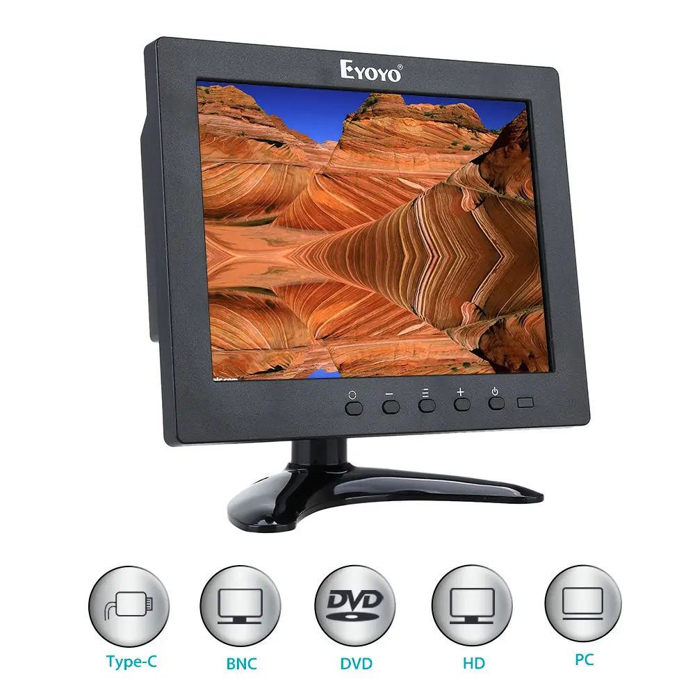 

EYOYO S801C Mini 8" IPS LCD Video Audio HDMl CCTV Monitor Display w/Speaker For CCTV DVR FPV Banking