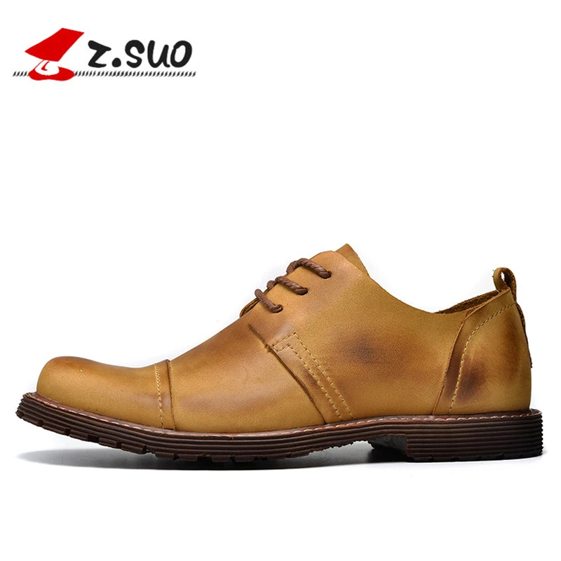 Brown Homens Los Cuero 2018 Oxfords Marca Hombres De Británico yellow Genuino Primavera Brown Nueva Zapatos Hombre Dark Casuales Zsuo OawvFxg