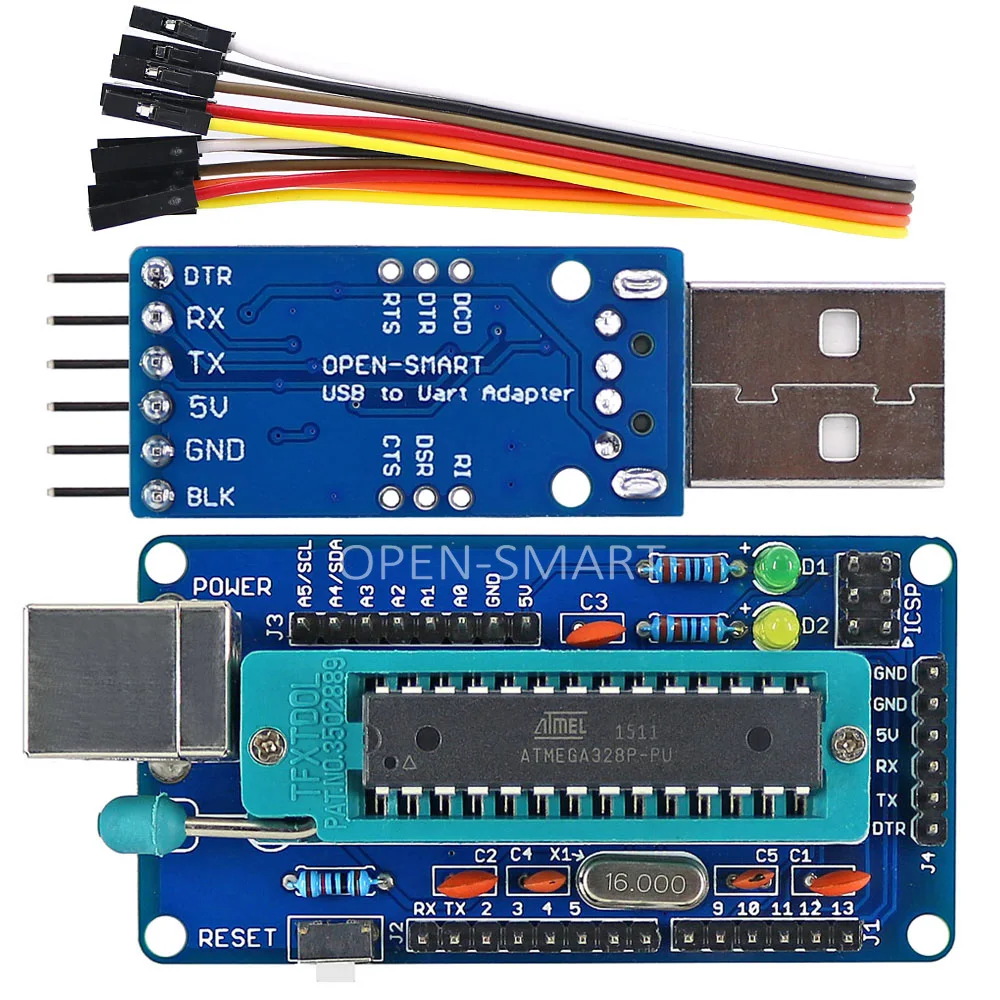 OPEN-SMART DIY ATmega328P Development Board CH340 Module Cable USB to TTL Programmer for Arduino