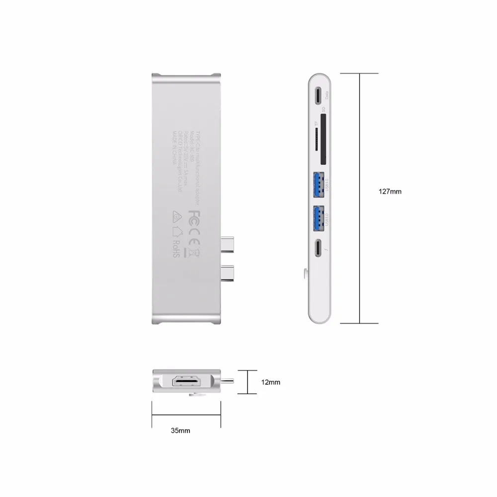 ORICO USB C концентратор двойной тип C к Мульти USB 3,0 HDMI TF/SD 60 Вт PD зарядный адаптер Thunderbolt 3 док USB разветвитель для MacBook Pro