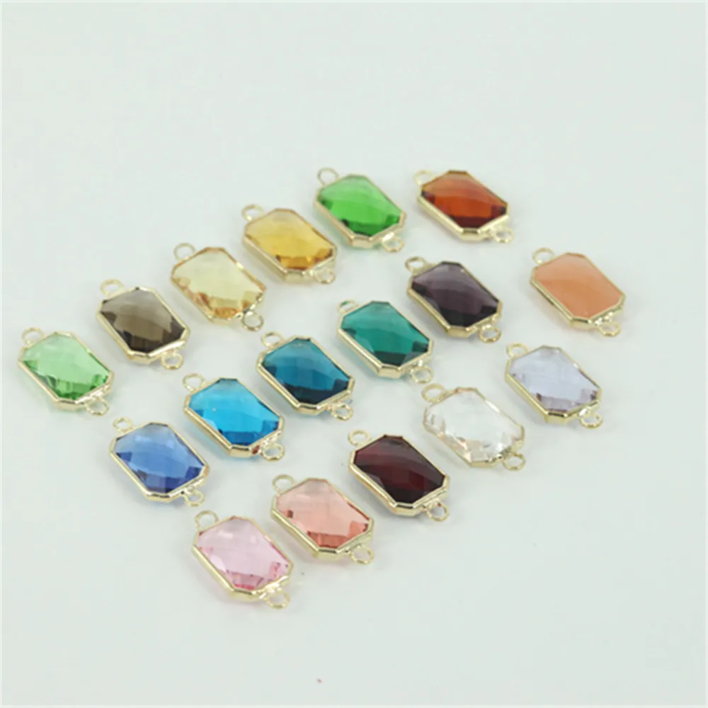 50pcs 10x14mm Crystal Double buckle Birthstone Rectangle Pendant