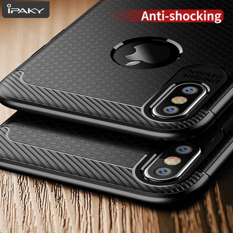 

for iPhone X Case Original IPAKY for iPhone X Silicone Case Luxury Steel Lines Protect Soft Case for iPhone X Case