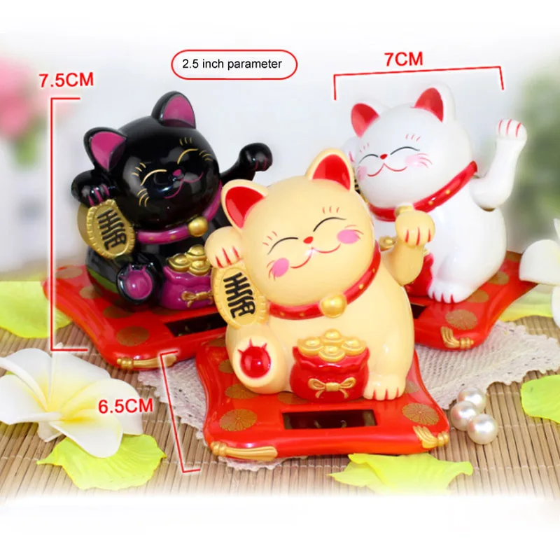 Chinese Lucky Wealth Waving Cat Gold Waving Hand Cat Home Decor Welcome Waving Cat Sculpture Statue Decor Car Ornament