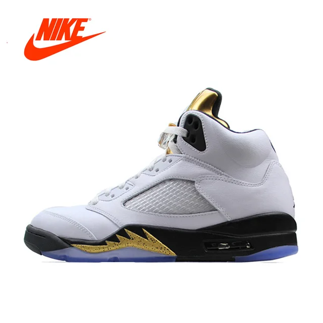 New Arrival Official Nike Air Jordan 5 Retro AJ 5 Men\u0027s Breathable Basketball Shoes Sports Sneakers