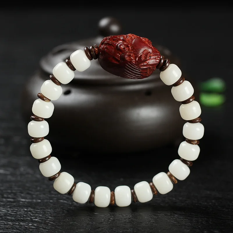 Natural Bodhi Beads Bracelet Women Men's Bracelet Beaded With Red ...