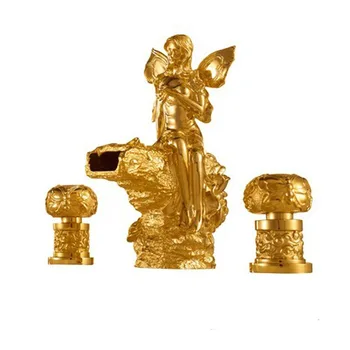 

Free shipping PVD GOLD finish 3 Pcs ROMAN lovely girl tub faucet girl mixer tap